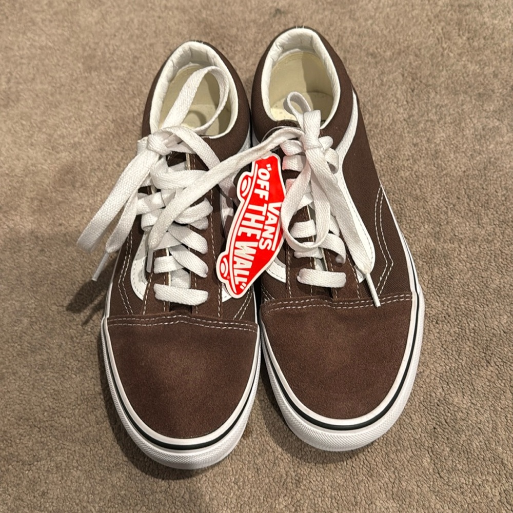 Vans Brown and White Low Top Sneakers